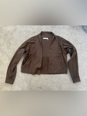 Max Studio Specialty Nordstrom Brown Open-Front Cropped Cardigan | Small